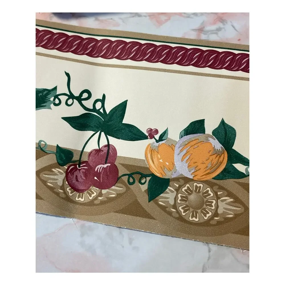 Vintage Wallpaper Wall Border Fruit Floral Rope Ivy NOS 3.75 x 4 yards x 2 ROLLS